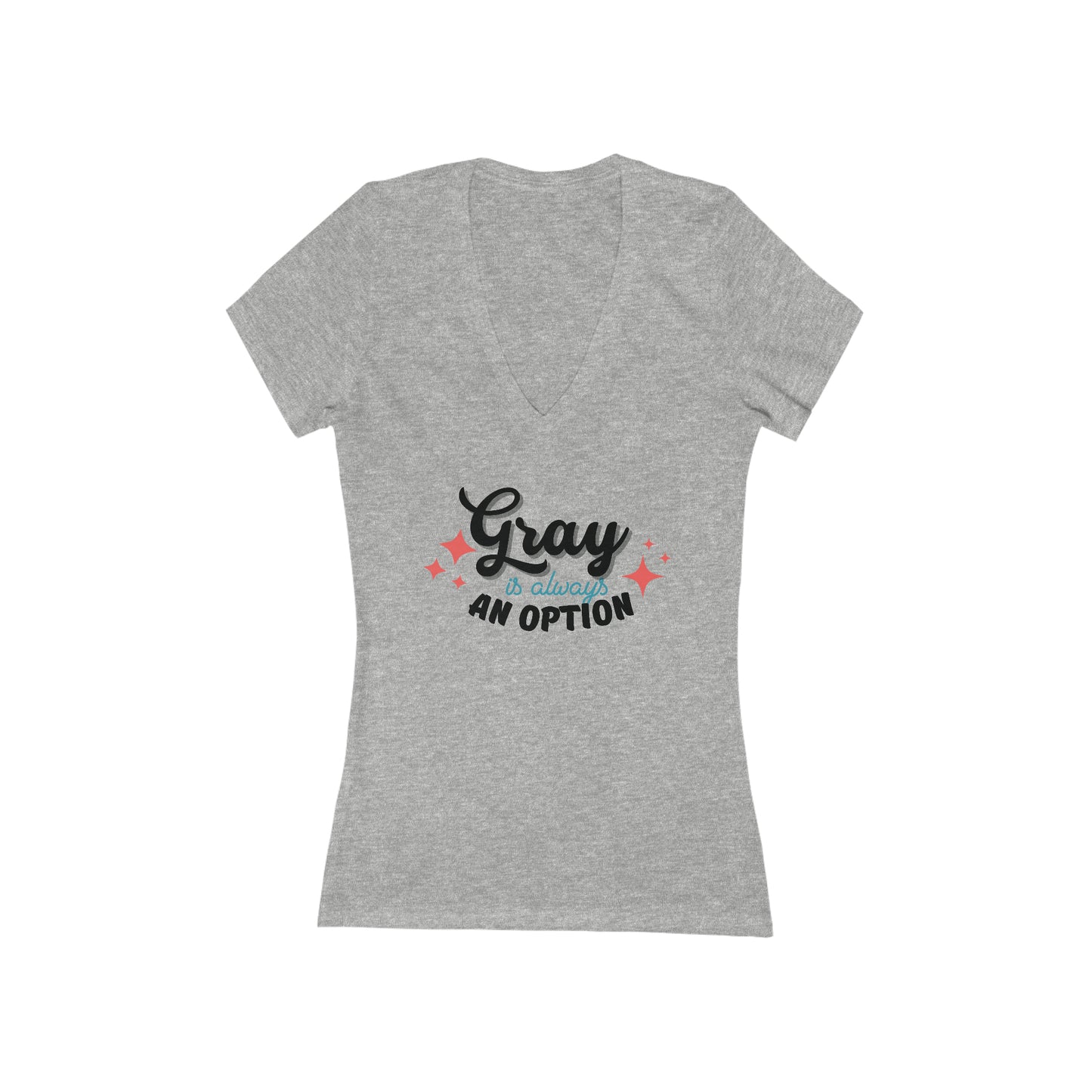 Gray is Always an Option COLOR, short sleeve deep v-neck t-shirt, for women embracing silver and gray hair