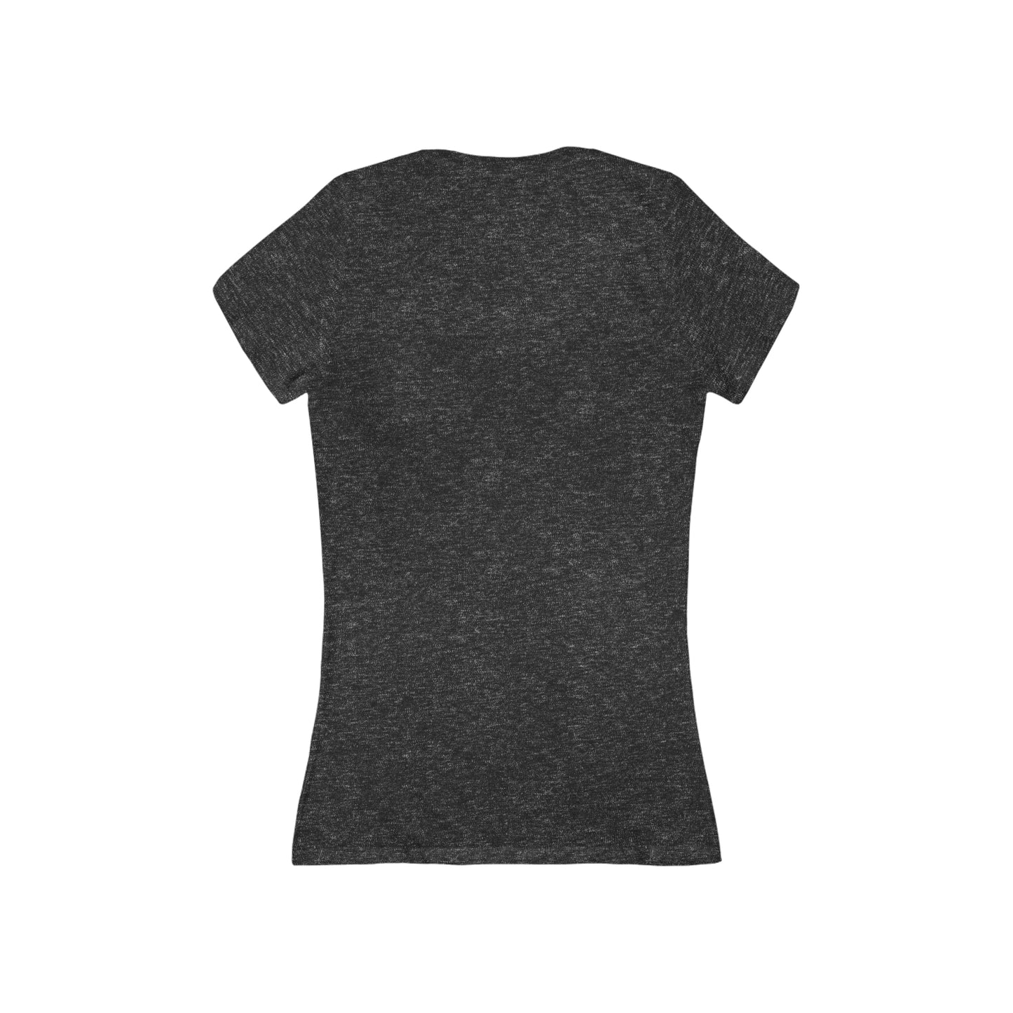 Silver is the new black, short sleeve deep v-neck t-shirt, for women embracing silver and gray hair